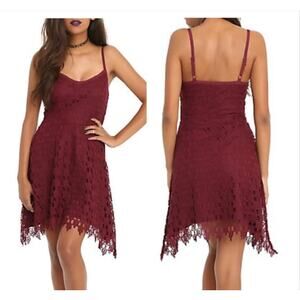 Hot Topic Lace Dress Womens Large Red Purple Lined Skull Overlay Goth Rocker